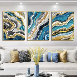 Home Decorative Prints Canvas Modern Fluid Art Blue Geode Canvas Paintings Abstract Posters modern decoration wall art