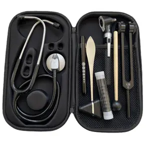 professionelles medizinisches Untersuchungs-Kit Otoskop Stethoskop Taschenlampe Hammer 128HZ Tuning-Fork EVA Nylon-Taschen-Set Tuning-Forenken