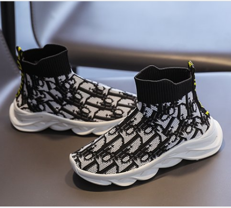 Детские кроссовки на заказ, эластичные вязаные, для езды на велосипеде, фитнеса, прогулок, бега, плоская подошва, повседневная спортивная обувь