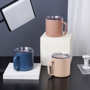 Cross-Border 304 Stainless Steel Coffee <b>Mug</b> with Push Piece Handle Modern Design Multi-Use Office Cup Color Custom Wholesale - Product Image 2