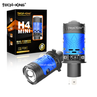 TECH-KING Nouveau modèle 130W H4 Projecteur à lentille LED Phares Plug and Play H4 LED Phares de moto et de voiture