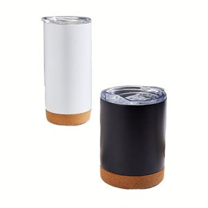 Mug isotherme en acier inoxydable 304 avec logo personnalisé, fond en liège, design minimaliste, pour la maison ou le bureau - Product Image 1