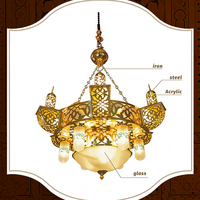 Lustre de mosquée de luxe, design islamique orné, luminaire suspendu LED pour salle de prière de Masjid