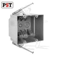 Boîtier électrique 1 poste en PVC avec clous intégrés, non métallique, IP54, gris, pour usage extérieur