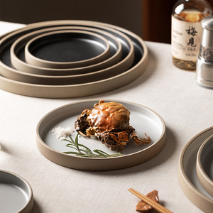 Creative <strong>Clay</strong> Handmade Household Vegetable <strong>Plate</strong> 6/8/10/12 Inch Steak <strong>Plate</strong> Hotel Restaurant Large <strong>Plate</strong> - Product Image 2