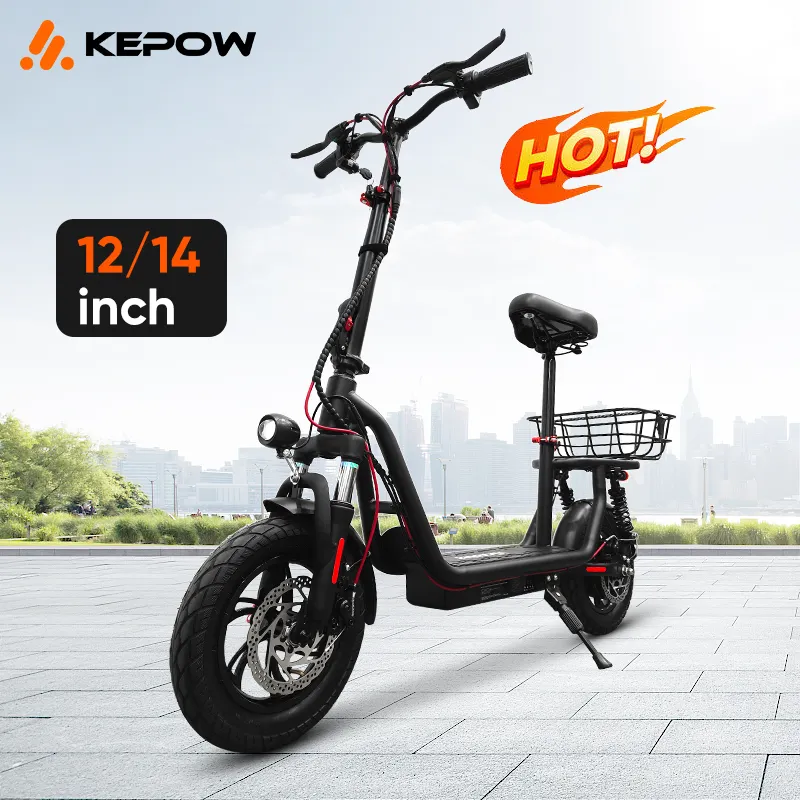 Kepow yeni model elektrikli Scooter 14 inç ön arka lastik 500W 40-45 KM aralığı