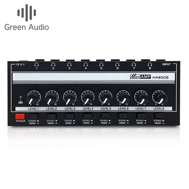 GAX-HA800S 8 Eight-way Monitoring Headphone Amplifier, Headphone Amplifier signal Distributor, One Input Eight Output Monitoring