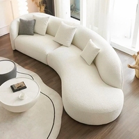 Canapé sectionnel moderne en velours bouclé, style crème, forme organique incurvée, minimaliste, rembourré, pour salon, villa, maison