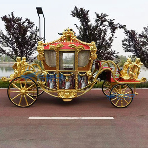 Calèche royale de luxe européenne de haute qualité, sculptée, pour mariage, calèche citrouille de princesse pour la visite des monuments - Product Image 4