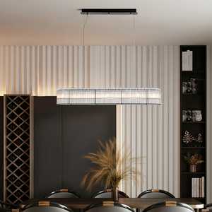 <span class=keywords><strong>Tube</strong></span> de verre pour îlot de cuisine américain Suspension rectangulaire noire Suspension de lustre moderne Suspension de lampe pour salle à manger - Product Image 2