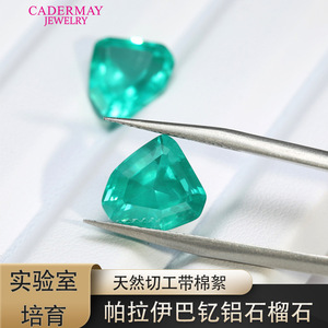 Cadermay Shield Shape Lab Created Paraiba Garnet Green Loose Gemstone For Jewelry Making - Product Image 3