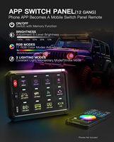 Panel de Interruptores Inalámbrico de 8 Canales para Jeep, UTV, Camioneta, con Retroiluminación RGB, Interruptor Momentáneo, Flash Estroboscópico, 12V/24V, Sistema de Control Inteligente con APP