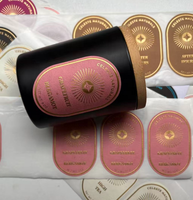 Autocollants en papier personnalisés avec logo en feuille d'or gaufrée, vente en gros, autocollants adhésifs pour pots de bougies, étiquettes d'emballage 3D