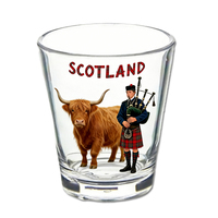 Verre à shot personnalisé avec logo d'usine, motif écossais Highland Cow, souvenir d'Écosse