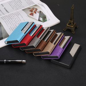 Personalized Business Holder Leather Aluminum Metal <b>Name</b> Case Box Clip Closure Men Women for Credit Card Storage - Product Image 5