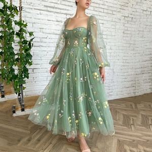 Chic puffy green dress In A Variety Of Stylish Designs - Alibaba.com