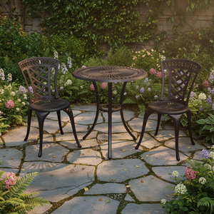 Leisure Portable <b>Aluminum</b> Outdoor Bistro <b>Table</b> and Chairs Set for Hotel Use Balcony & Patio - Product Image 2