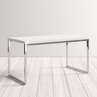 Table d'ordinateur et de bureau moderne autoportante avec design incurvé en pierre de marbre artificiel, table de bureau durable, garantie 10 ans