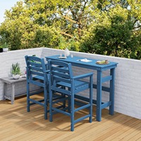 Mesa de Bar Moderna para Exteriores con 2 Sillas, Material HDPE, Plegable, Impermeable, Ecológica, Resistente a la Intemperie, Portátil para Jardín