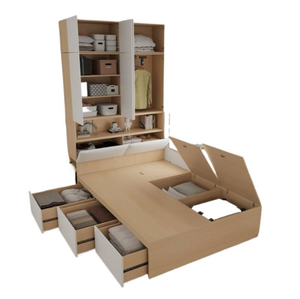 Letto Tatami Integrato con Armadio, Letto Multifunzionale con Contenitore Personalizzato per Camere <span class=keywords><strong>Piccole</strong></span>, Letto Moderno per Bambini con Spazio di Archiviazione - Product Image 2