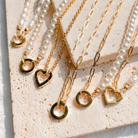 Collar Impermeable con Dije de Corazón y Cadena de Perlas para Colgante DIY Hecho a Mano, Accesorio de Joyería de Acero Inoxidable para Mujer