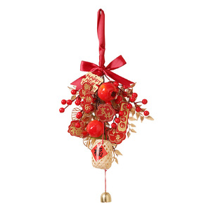 زينة السنة الصينية الجديدة S351، زخارف حمراء على شكل فواكه لسنة الحصان الصيني، زهور اصطناعية وفواكه للحظ والثراء - Product Image 6