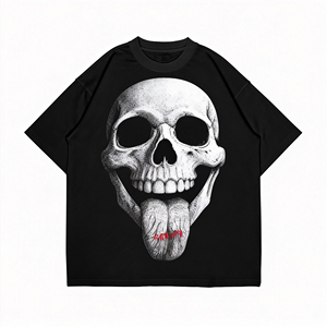 T-shirt décontracté de haute qualité avec impression DTG personnalisée, logo surdimensionné, 100% coton tricoté, manches courtes, poids lourd, lavage à l'acide, vintage - Product Image 3