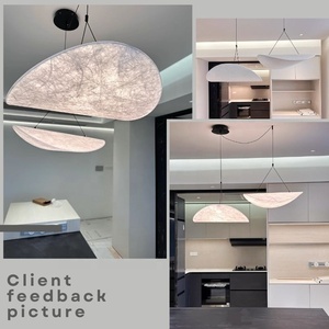 Suspension Wabi Sabi avec abat-jour en soie, éclairage doux, luminaire commercial minimaliste pour restaurant, salle d'attente, réception - Product Image 3