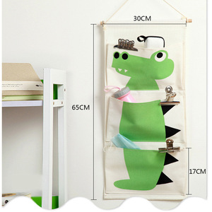 Sac de rangement en coton et lin à motif de dessin animé, organisateur suspendu pour porte de placard, multi-usage, lavable, pour la maison et la chevet - Product Image 5