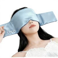 Masque de sommeil lesté en soie de mûrier 100% avec logo personnalisé, bande large enveloppante, sangle réglable à boucle et crochet