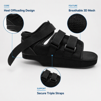 Chaussure orthopédique à semelle rigide à prix d'usine - Soutien du pied réglable à scratch pour l'approvisionnement hospitalier en gros