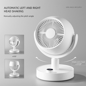 Ventilador de escritorio ajustable de 10 velocidades recargable por Usb alimentado por batería con pantalla Led, temporizador de viento fuerte, ventilador de mesa oscilante automático - Product Image 4