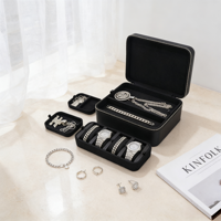 Boîte de rangement pour bijoux en cuir PU de grande capacité, personnalisable, avec chaîne cubaine, organiseur de voyage portable pour montre