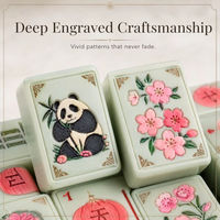 Jeu de tuiles de mahjong américain personnalisé à double couche, style chinois, avec gravure profonde de panda