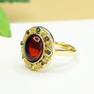 Cincin Amber ceri berongga kualitas tinggi perhiasan Fashion cincin jari berlian & batu permata zirkon kubik berlapis gaya klasik - Product Image 4