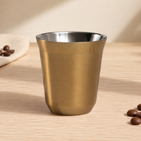 Tasses à expresso en acier inoxydable couleur or, design arabe de luxe pour cadeaux du Ramadan avec logo personnalisé, boîte cadeau et faible MOQ