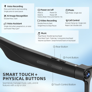 <span class=keywords><strong>Gafas</strong></span> <span class=keywords><strong>de</strong></span> <span class=keywords><strong>Sol</strong></span> Inteligentes con IA, Cámara <span class=keywords><strong>de</strong></span> 800W, TR90, IP65, Resistentes al Agua, Traducción en Tiempo Real, Asistente <span class=keywords><strong>de</strong></span> Voz, Audio <span class=keywords><strong>de</strong></span> Oreja Abierta, Sonido Direccional - Product Image 2