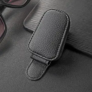 Universal PU Sunglasses Holder For Car Sun Visor Hanger Clip Eyeglass Organizer Storage Auto Interior Accessories