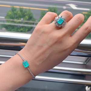 Exquisite Jewelry Eco-friendly <b>Copper</b> Emerald Green Cubic ZIrconia Women's <b>Bracelets</b> for Feminine Daily Elegant - Product Image 5