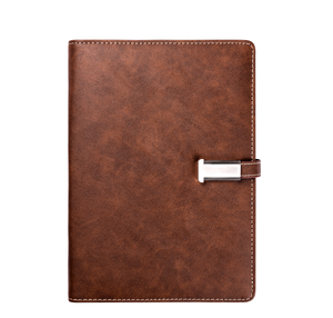 Carnet intelligent personnalisé en cuir marron de haute qualité avec batterie externe 8000 mAh, clé USB 8 Go et calculatrice pour le produit 2025 - Product Image 1
