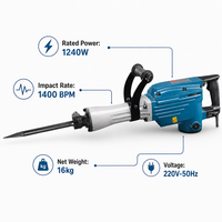 Marteau de démolition 1240W Z1G-FF03-15, marteau électrique lourd, briseur de béton, marteau perforateur pour la construction
