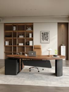 Nuevo Escritorio de Oficina Ejecutivo para Supervisor/Gerente, Diseño Minimalista Moderno con Forma de Anacardo, Cableado Oculto - Product Image 1