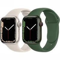 Tali Silikon untuk Jam Tangan Apple, 44Mm 40Mm 45Mm Sabuk Karet Gelang Iwatch Band 7 6 Se 5 untuk Silikon Apple Watch Band