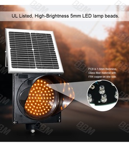 Luz intermitente amarilla de tráfico de advertencia de energía solar de venta de fábrica - Product Image 5