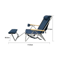 Chaise de plage pliante en fer avec repose-pieds, inclinable et portable pour le camping, l'atelier et la chambre à coucher