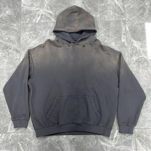 Sweat à capuche vintage pour homme en coton épais, vert délavé à l'acide, effet usé, avec logo personnalisé, coupe oversize, modèle vierge - Product Image 6