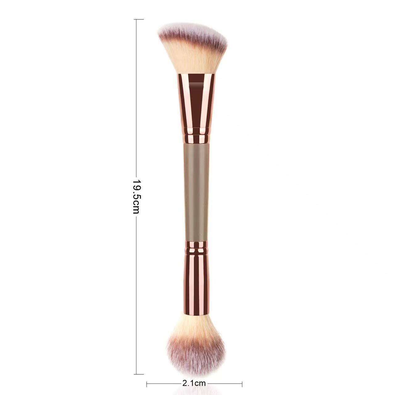 Saiyii Double Ended Single Angled Contouring Brush And Flat Powder Makeup Brush For Cosmetic