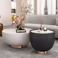 Table basse en cuir PU souple et durable avec plateau en pierre frittée et ensemble de rangement pour salon moderne, mobilier de maison