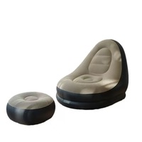 Fauteuil gonflable portable en PVC floqué avec repose-pieds, dossier et accoudoirs pour le camping, les voyages, le salon et l'extérieur