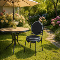 Chaises de salle à manger d'extérieur rembourrées en métal avec dossier rond et coussin amovible, haute qualité, prix usine, en vente